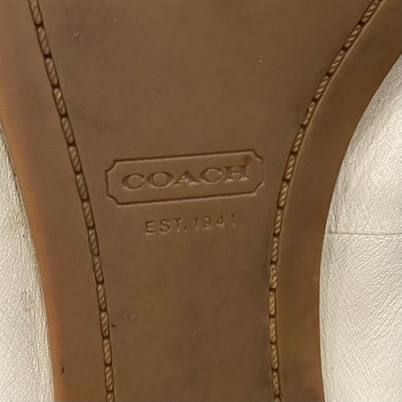 COACH “Ondrea” Off White Ecru Leather CC Logo Pointy Toe Ballet Flats Size 9B - Picture 10 of 14